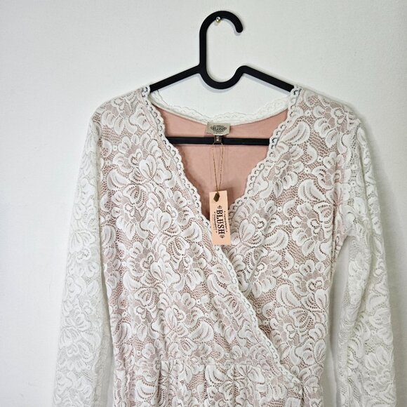 Bush Street Couture Bridal Faux Wrap Lace Wedding Dress S-M Bohemian Romantic - Picture 4 of 11